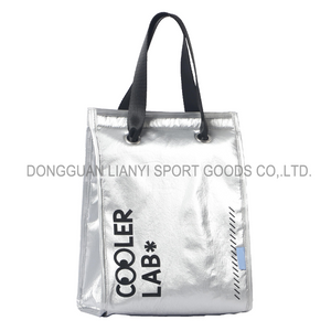 Silvery PU Lunch Cooler Bag