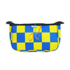 Vibrant Checkered Neoprene Makeup Bag (Yellow and Blue Plaid )