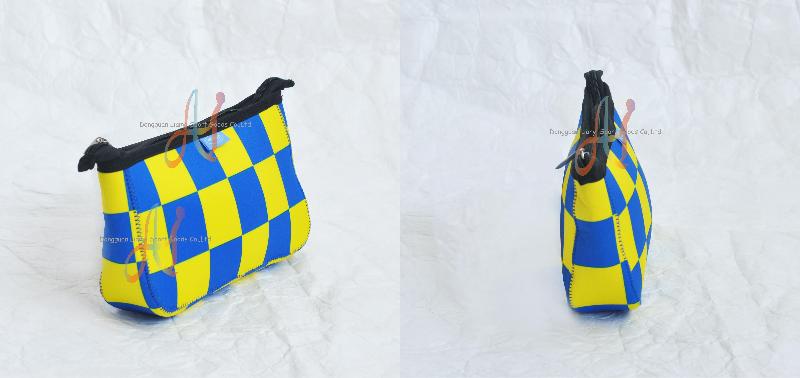 Vibrant Checkered Neoprene Makeup Bag