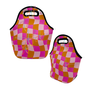 Thermal Lunch Tote Bag with Sytilsh Pink Plaid Pattern