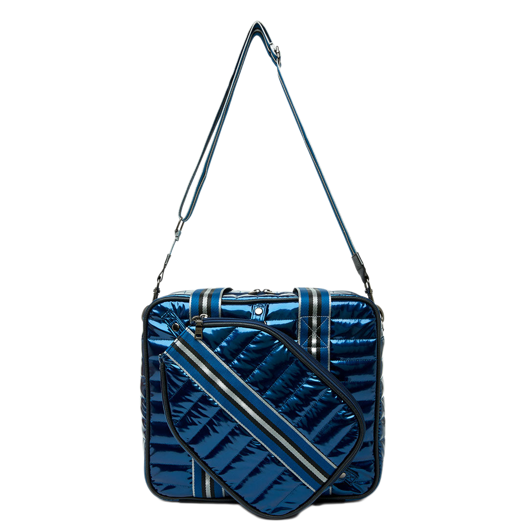 Quilted Nylon Puffy Pickleball Carry Bag with Detachable Pouch