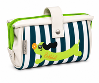 Striped Neoprene Makeup Bag with Snap Handle